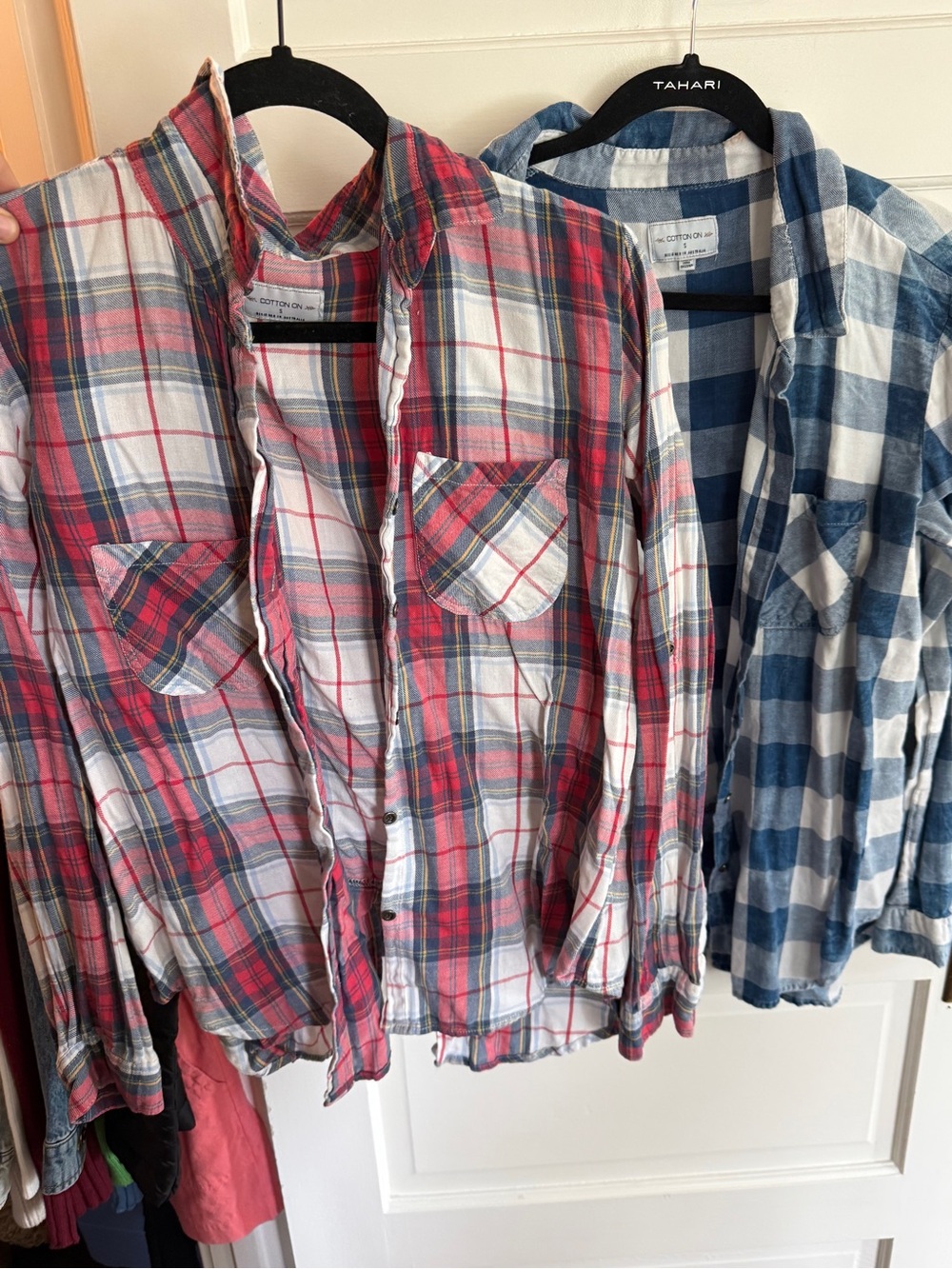Cotton On Red & Blue  Plaid Button-Up Shirts set of two